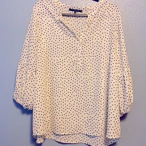19 Cooper Cream blue polka dot blouse. Size 2x.